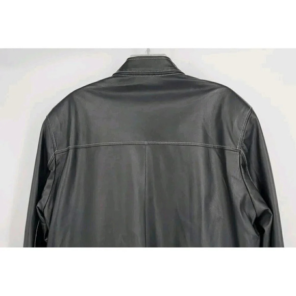 MARCELLO SPORT Mens XLarge Black Lined Leather Coat Zip SUPER SOFT LEATHER - Picture 6 of 12